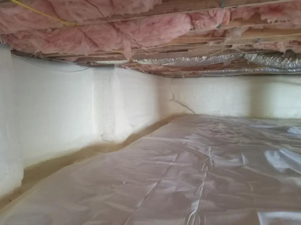 Crawl space encapsulation with closed-cell spray foam for Commercial Roof Restoration in Hanahan